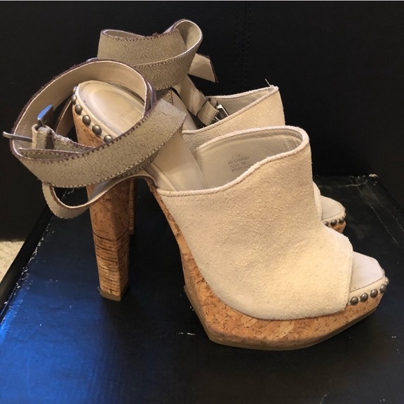 FRIDA Herve Leger Cream Suede Heels